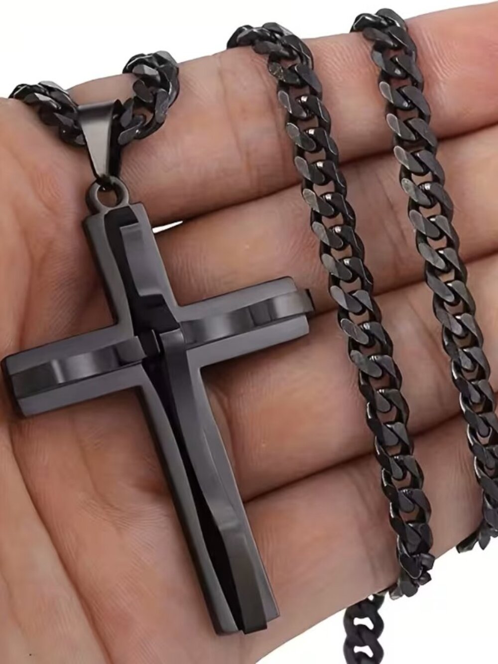 #109 1pc Men's Hip Hop Style Crafts Black Cross Accessories Hip Hop Trendy Men's